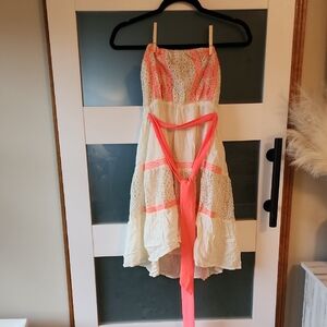 Flying Tomato Coral and Cream Lace Dress